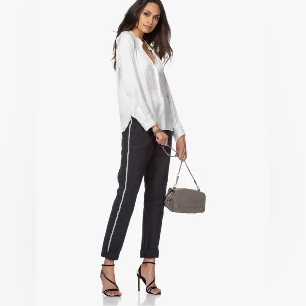 🌸ZADIG & VOLTAIRE Pomelo Mili Cotton Pant in Navy Size 40 - Picture 2 of 9